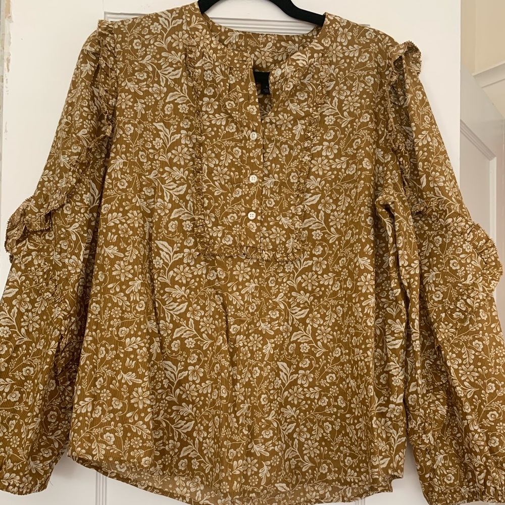 J Crew Floral Ruffle Blouss